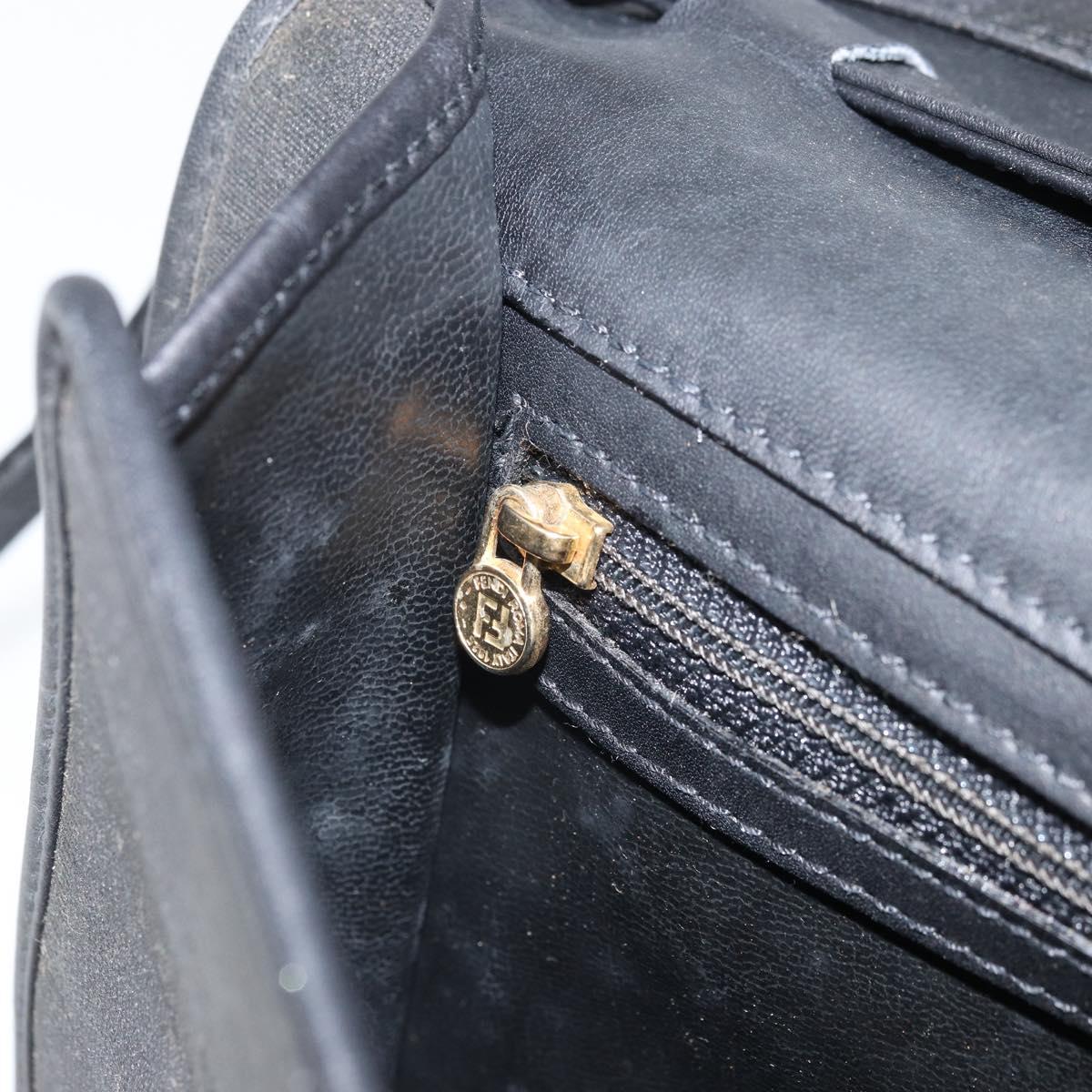 FENDI Pecan Canvas Shoulder Bag Black Auth ep13179