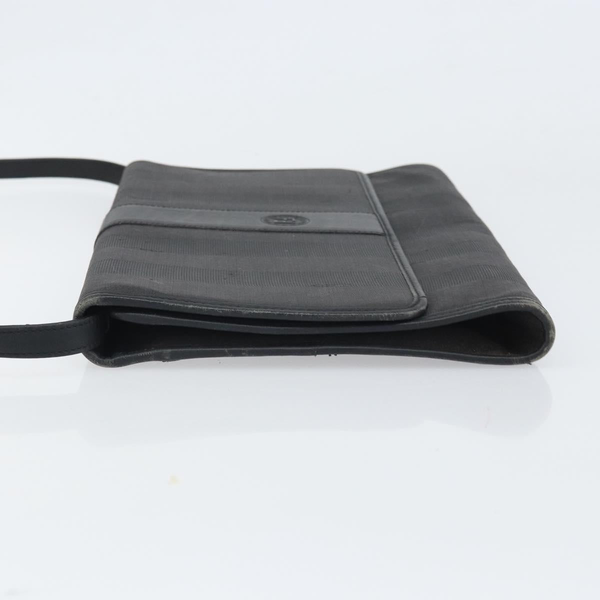 FENDI Pecan Canvas Shoulder Bag Black Auth ep13179