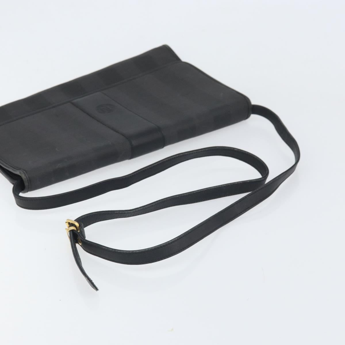 FENDI Pecan Canvas Shoulder Bag Black Auth ep13179