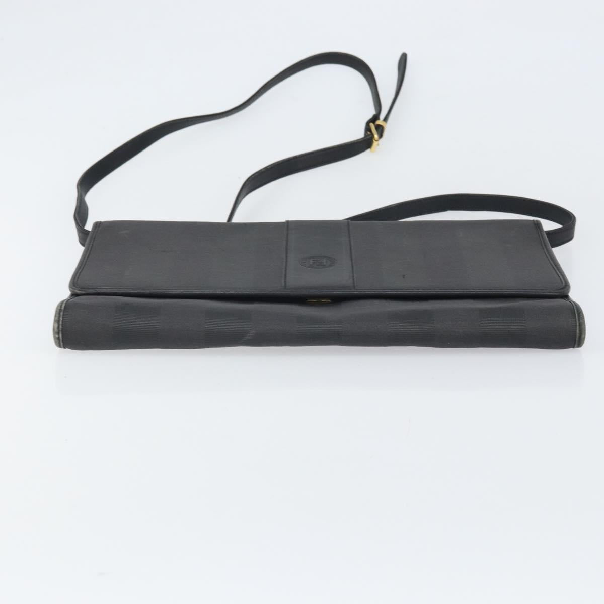FENDI Pecan Canvas Shoulder Bag Black Auth ep13179