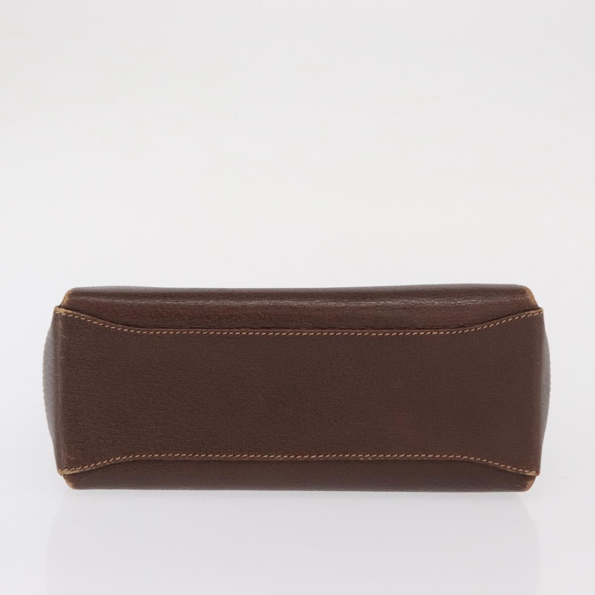 GUCCI Bamboo Hand Bag Leather Brown Gold Auth ep13180