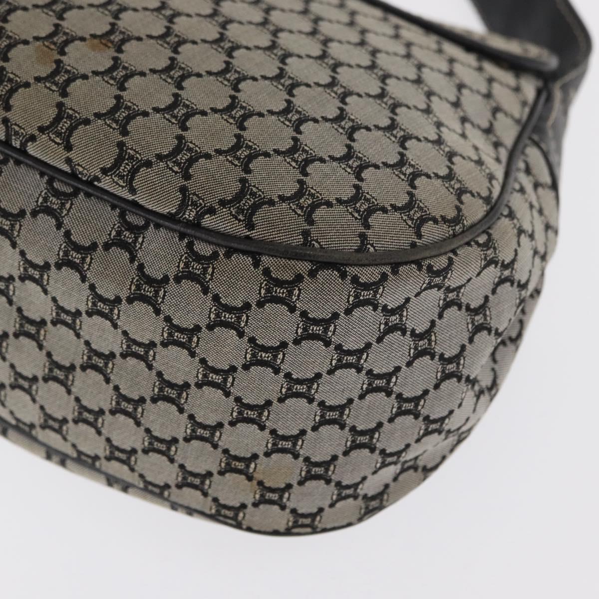 CELINE Macadam Canvas Hand Bag Beige Silver Auth ep13183
