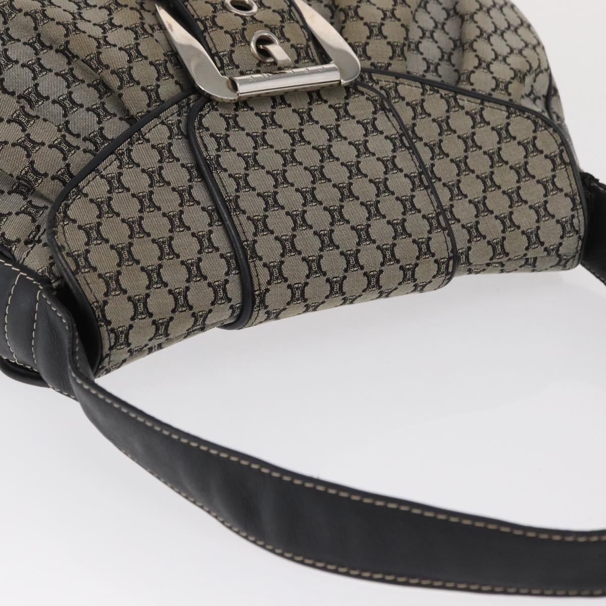 CELINE Macadam Canvas Hand Bag Beige Silver Auth ep13183