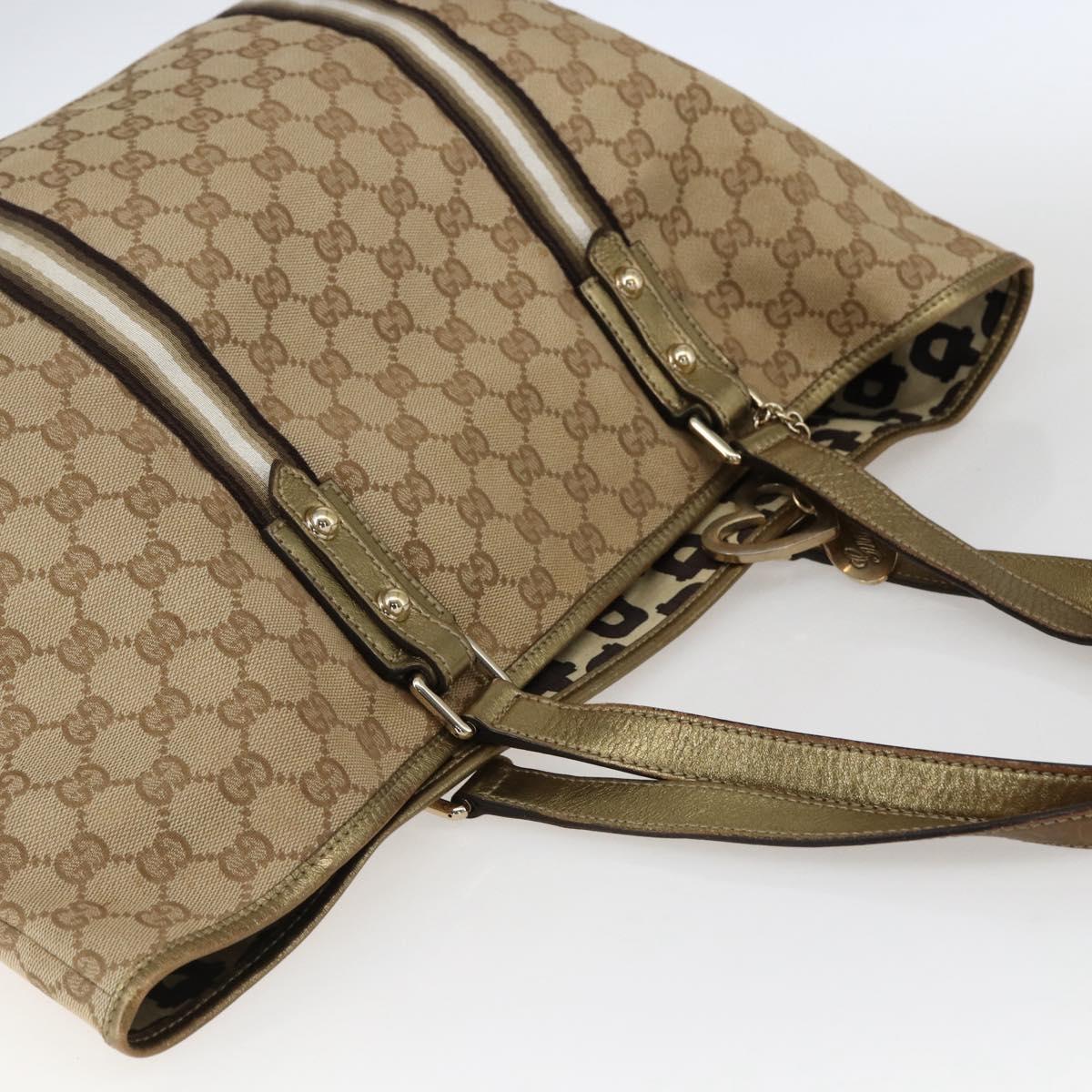 GUCCI GG Canvas Sherry Line Tote Bag Beige Gold 139260 Auth ep13190