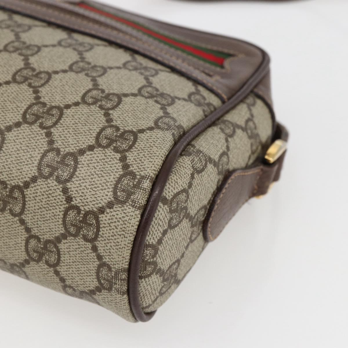 GUCCI GG Supreme Web Sherry Line Bag Beige Gold 001 44 6655 Auth ep13193