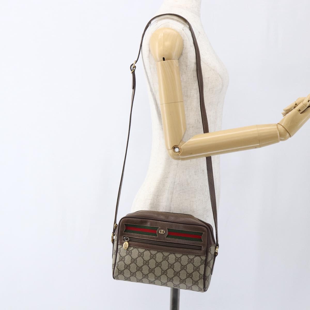 GUCCI GG Supreme Web Sherry Line Bag Beige Gold 001 44 6655 Auth ep13193