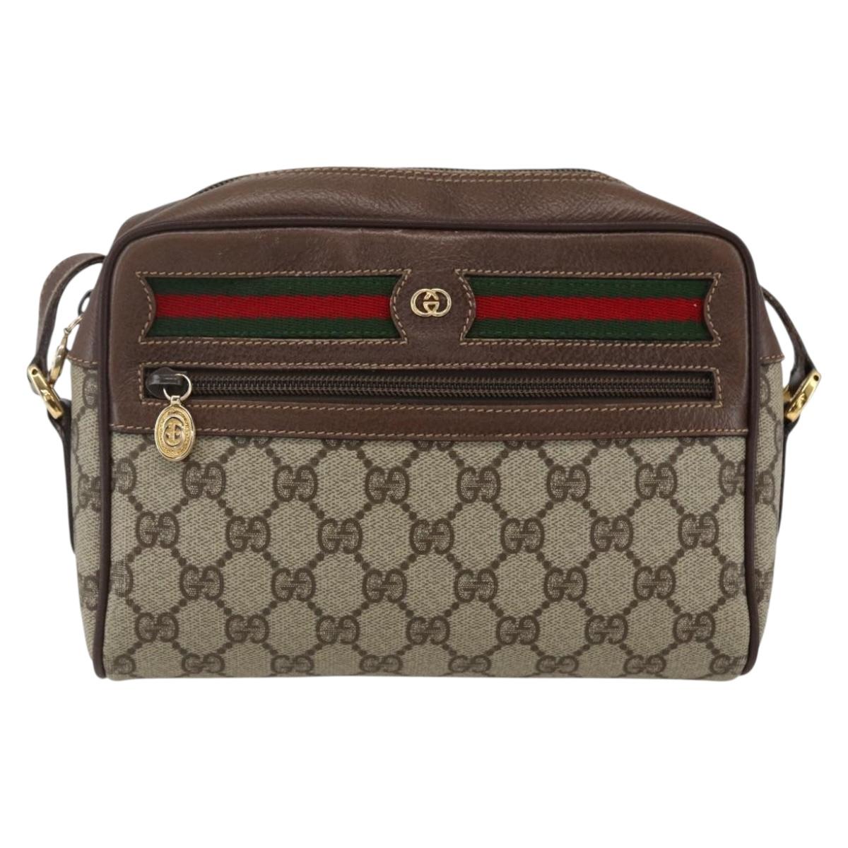 GUCCI GG Supreme Web Sherry Line Bag Beige Gold 001 44 6655 Auth ep13193