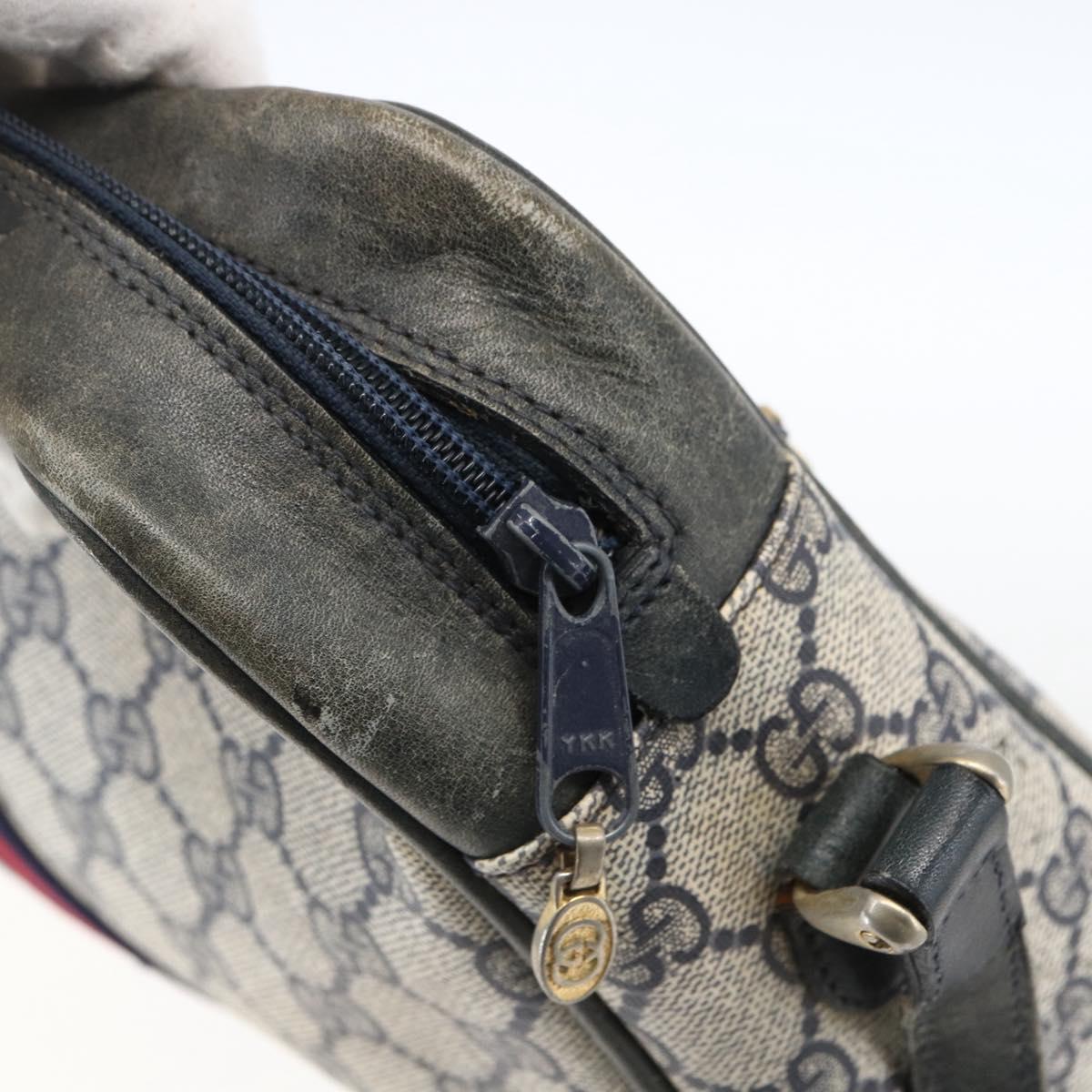 GUCCI GG Supreme Sherry Line Shoulder Bag PVC Navy Gold Auth ep13194