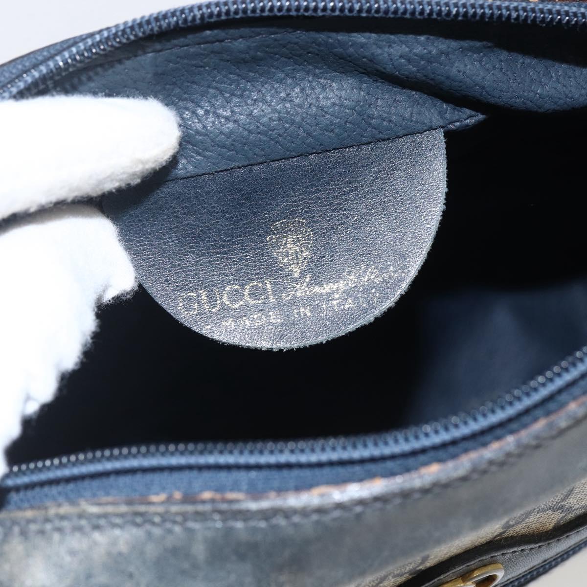 GUCCI GG Supreme Sherry Line Shoulder Bag PVC Navy Gold Auth ep13194