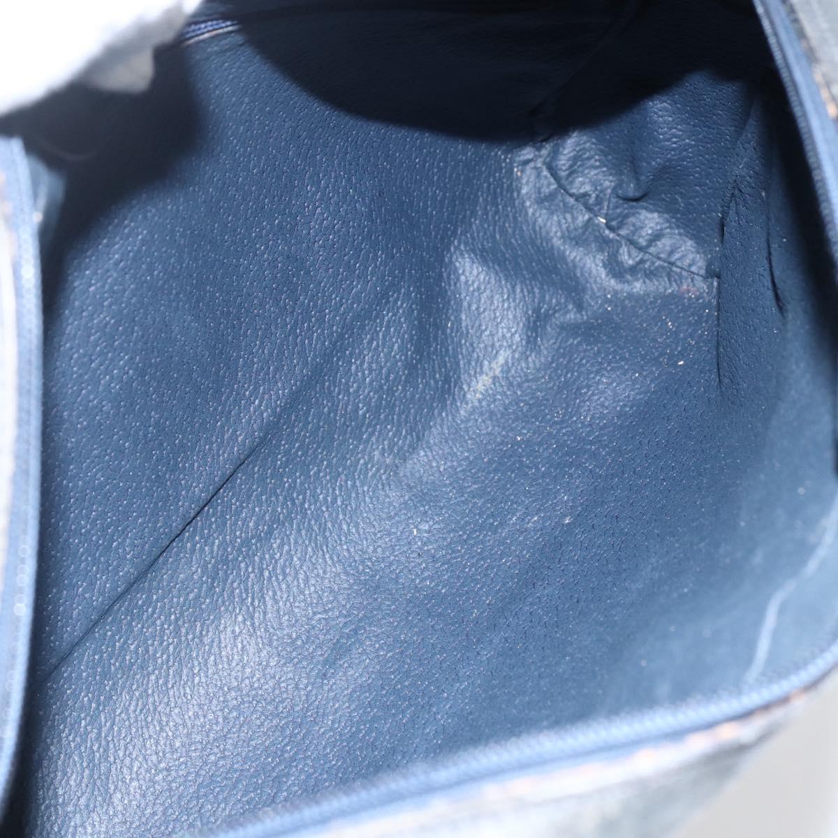 GUCCI GG Supreme Sherry Line Shoulder Bag PVC Navy Gold Auth ep13194