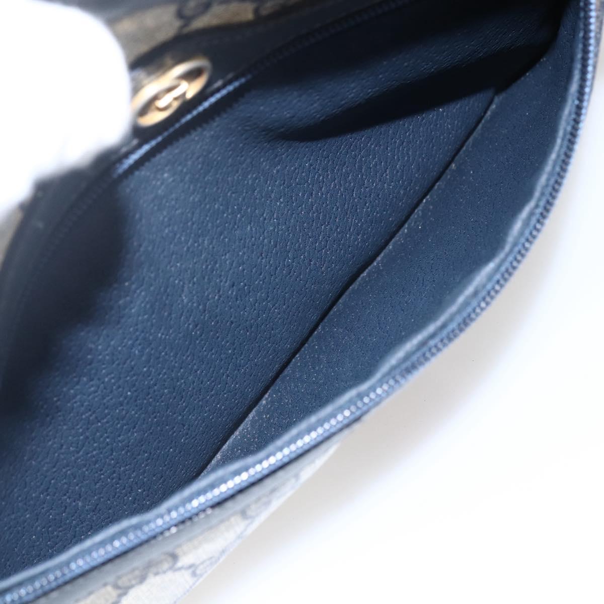 GUCCI GG Supreme Sherry Line Shoulder Bag PVC Navy Gold Auth ep13194