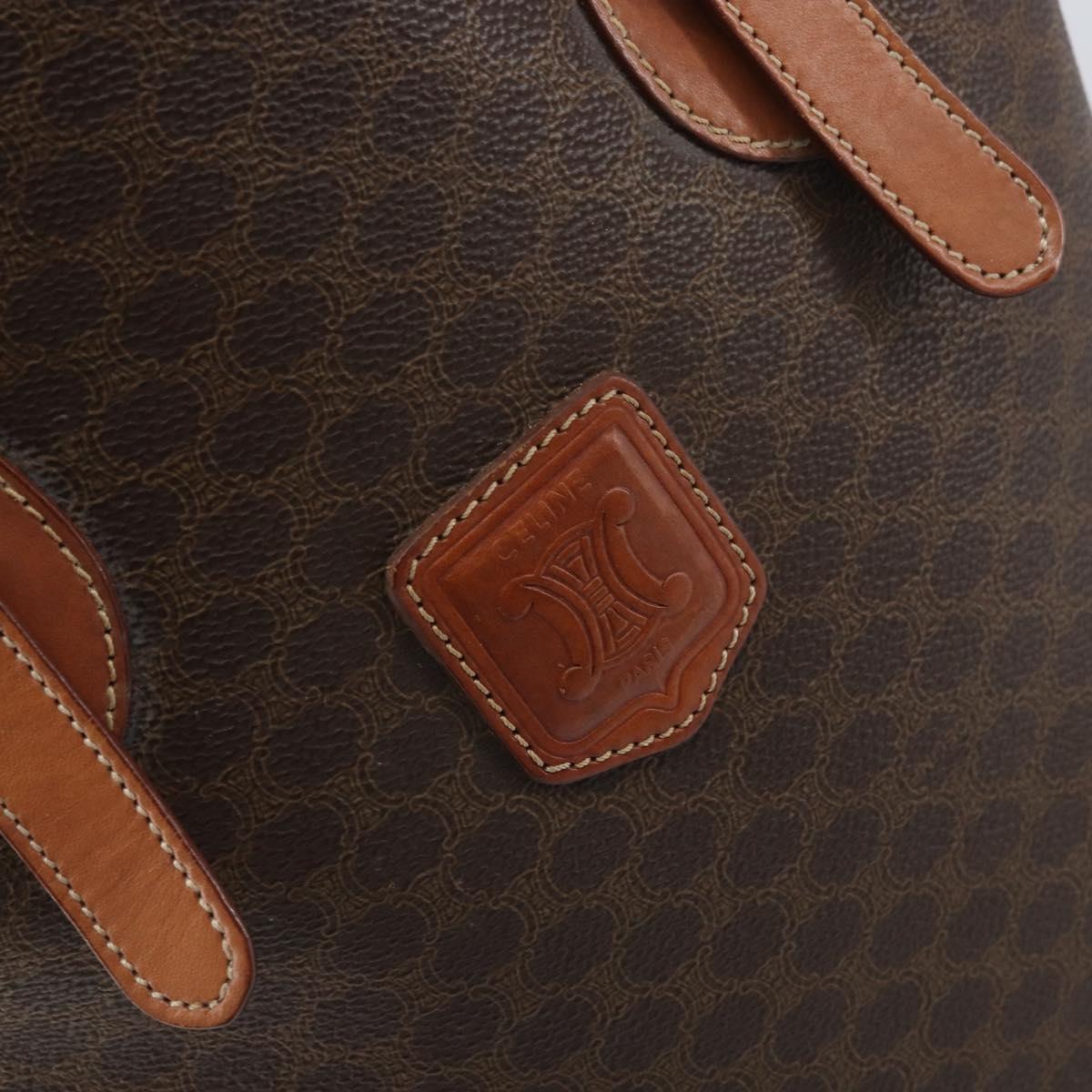 CELINE Macadam Canvas Tote Bag PVC Leather Brown Gold Auth ep13195