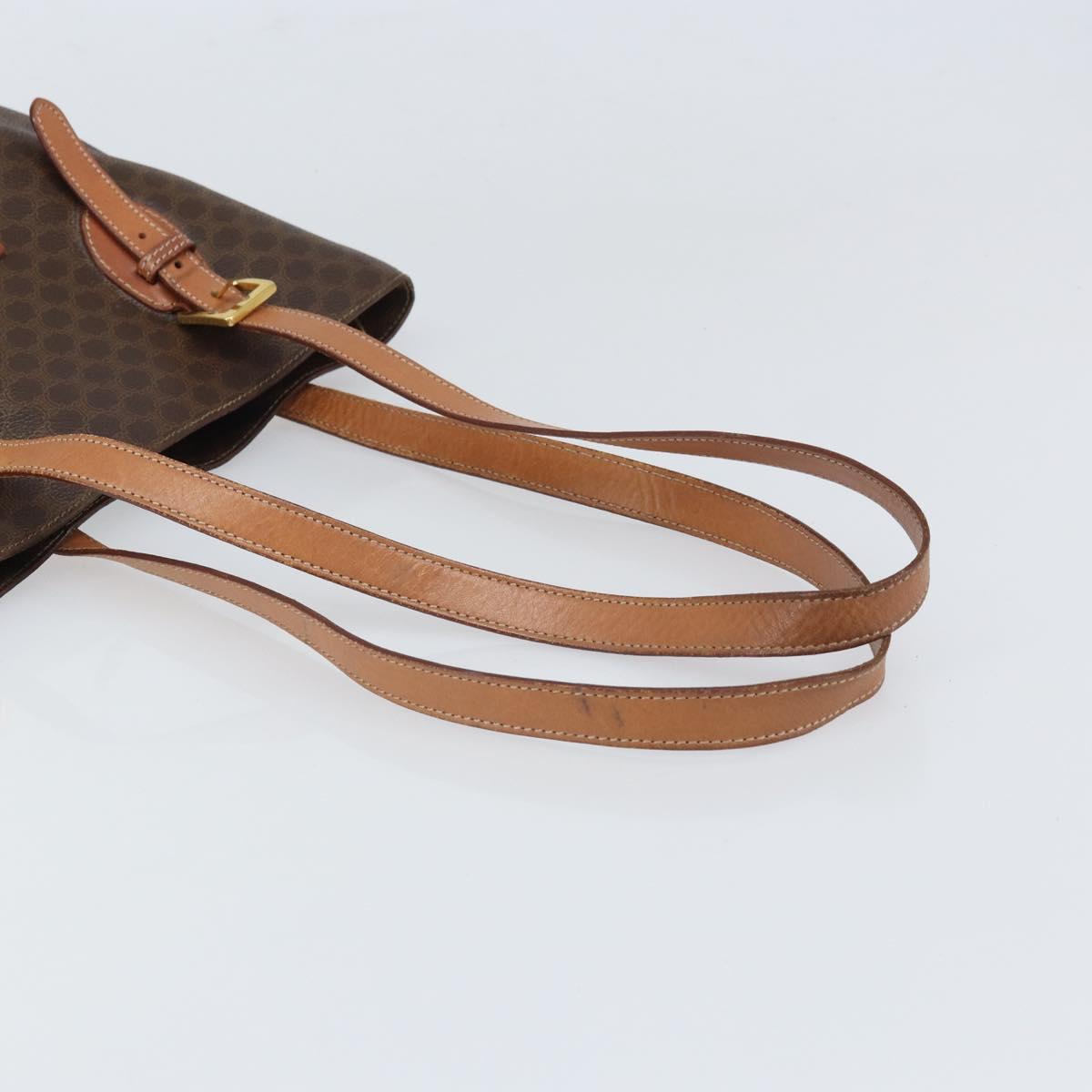 CELINE Macadam Canvas Tote Bag PVC Leather Brown Gold Auth ep13195