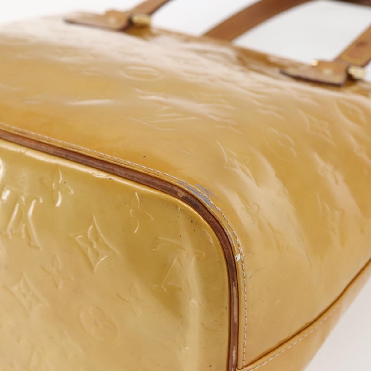 LOUIS VUITTON Monogram Vernis Houston Hand Bag Beige M91004 LV Auth ep13196