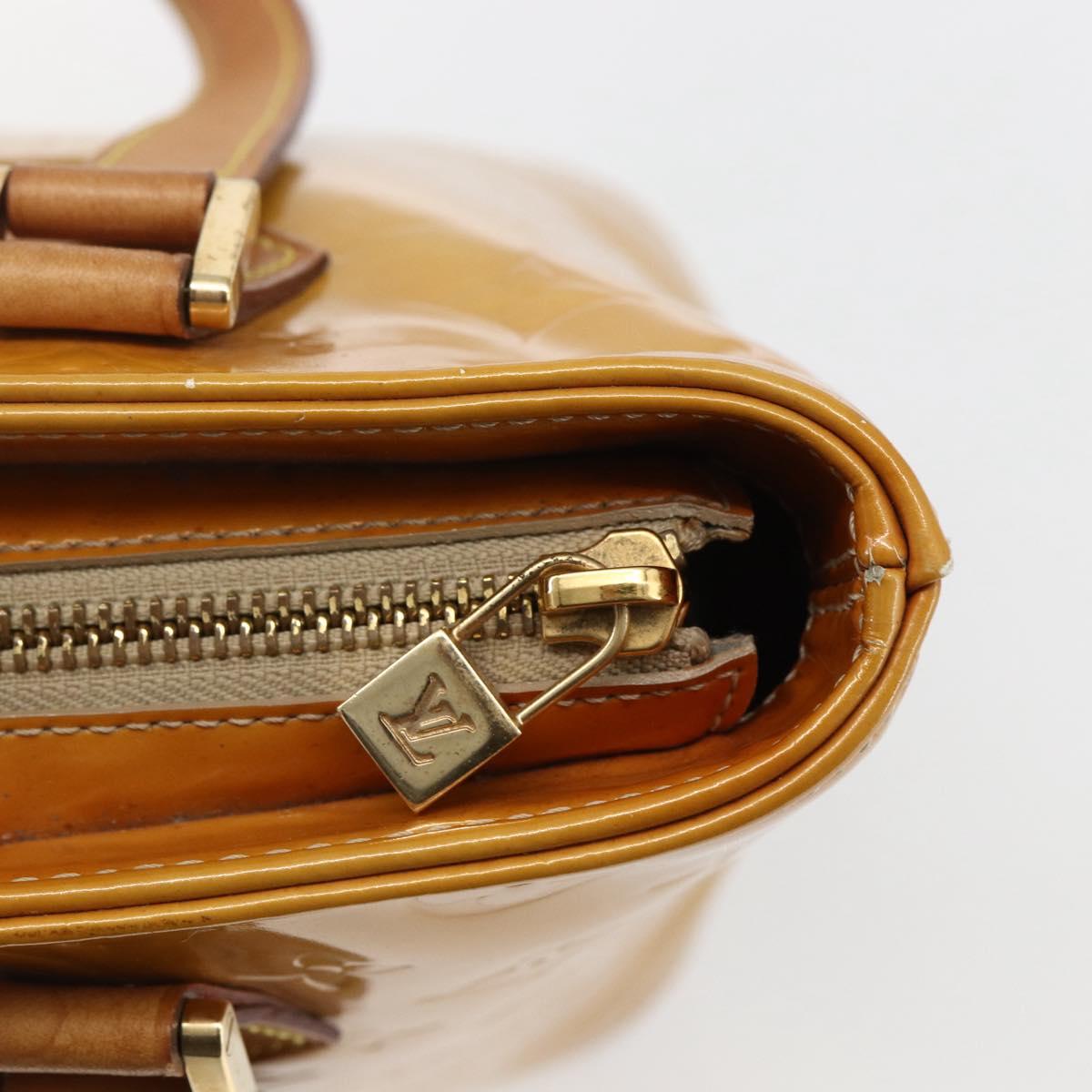 LOUIS VUITTON Monogram Vernis Houston Hand Bag Beige M91004 LV Auth ep13196