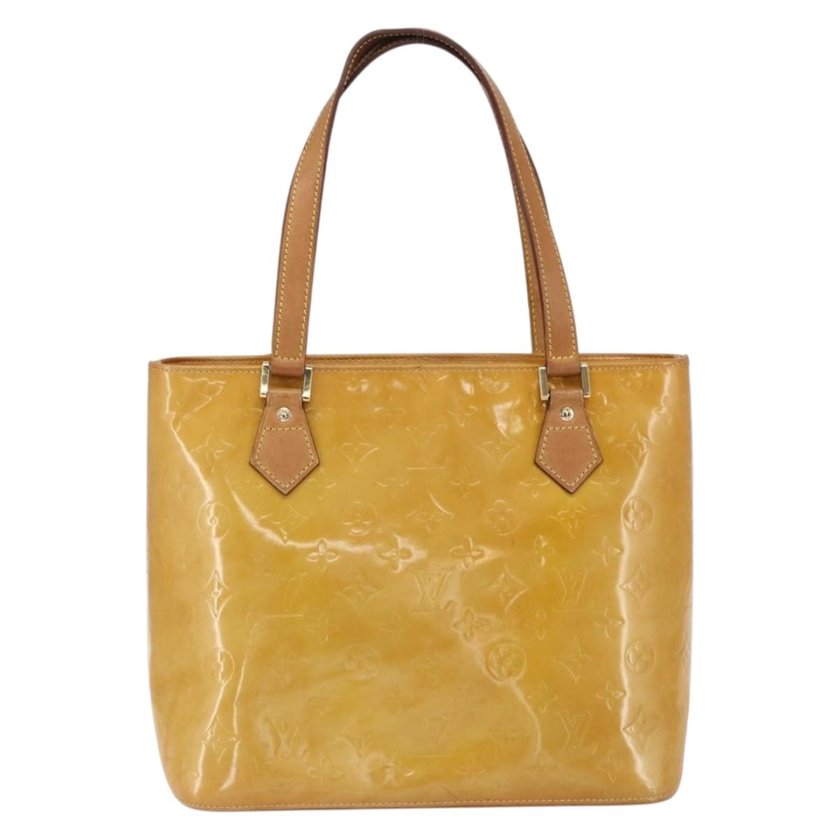 LOUIS VUITTON Monogram Vernis Houston Hand Bag Beige M91004 LV Auth ep13196