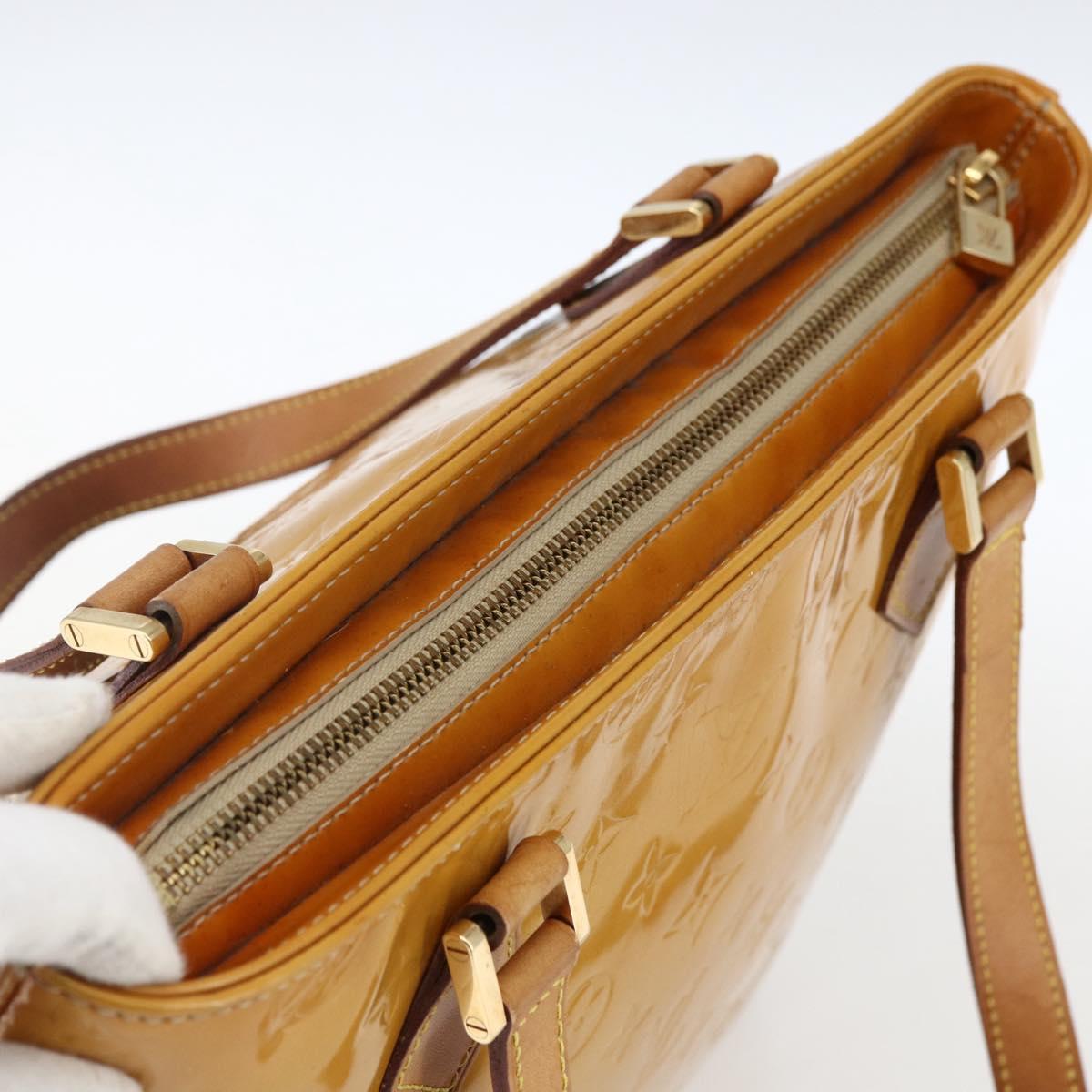 LOUIS VUITTON Monogram Vernis Houston Hand Bag Beige M91004 LV Auth ep13196