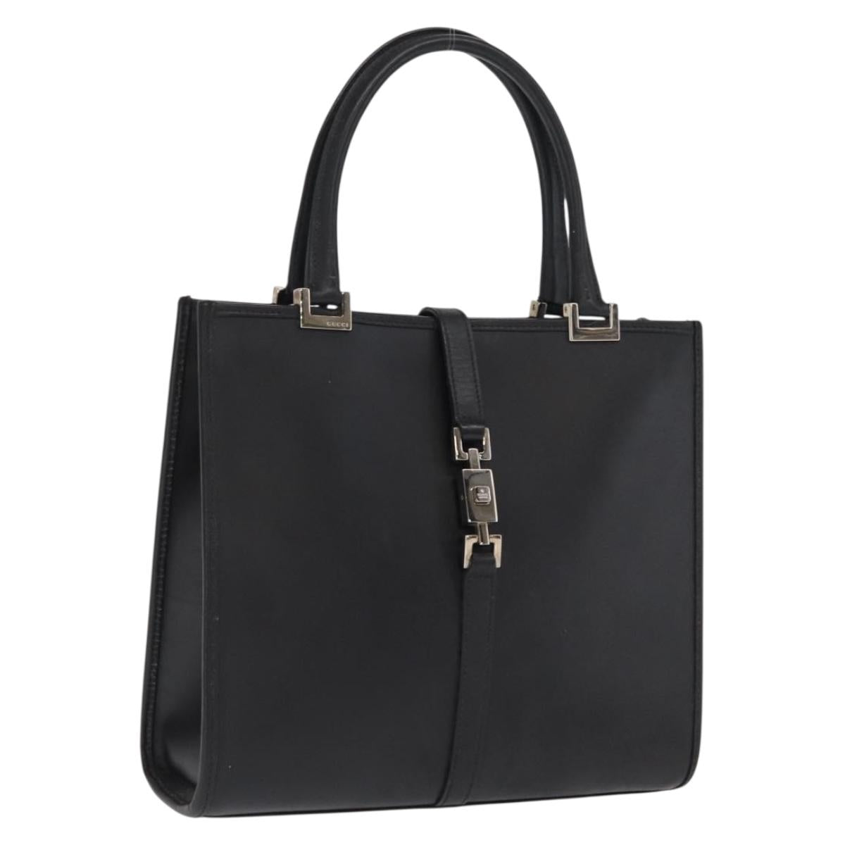 GUCCI Jackie Hand Bag Leather Black Silver 002 1065 Auth ep13198
