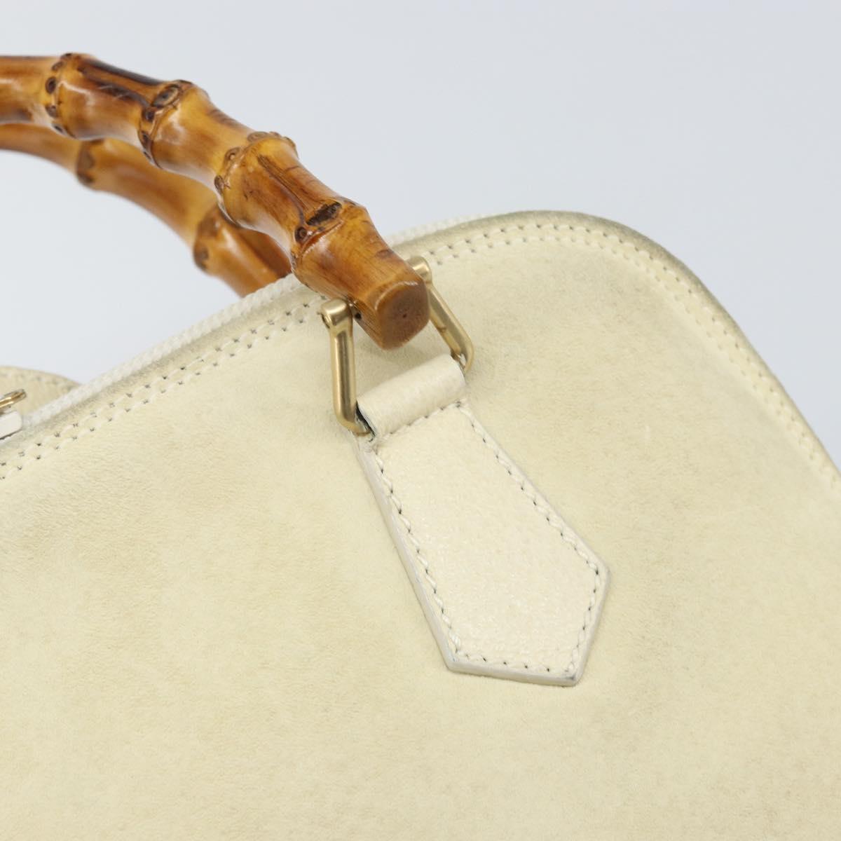 GUCCI Bamboo Hand Bag Suede 2way Beige Gold 000 2865 0290 Auth ep13200