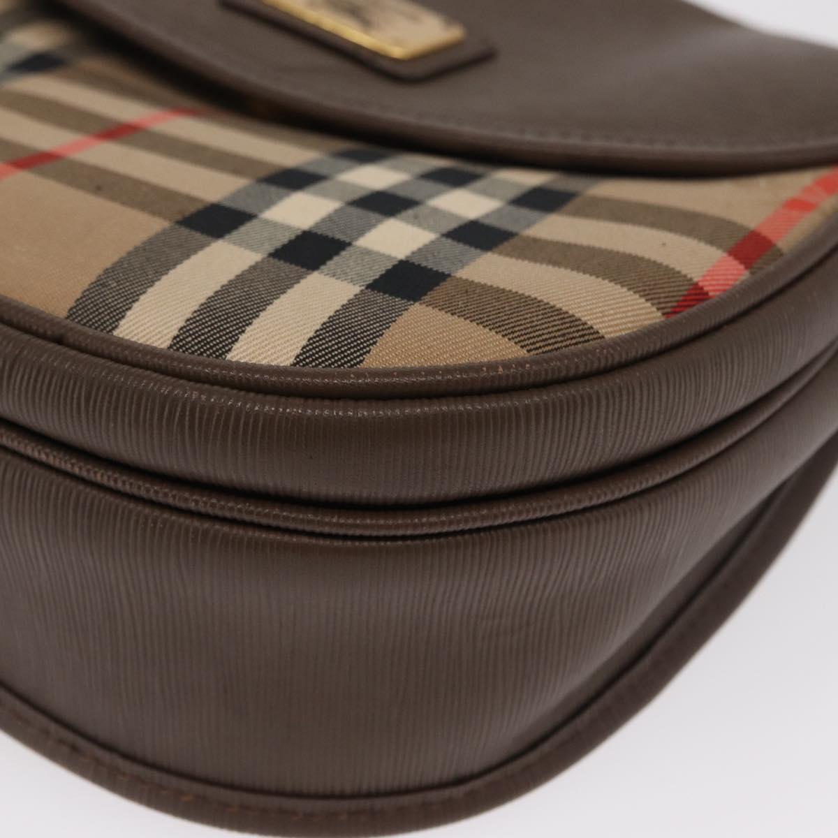Burberrys Nova Check Shoulder Bag Canvas Beige Gold Auth ep13205