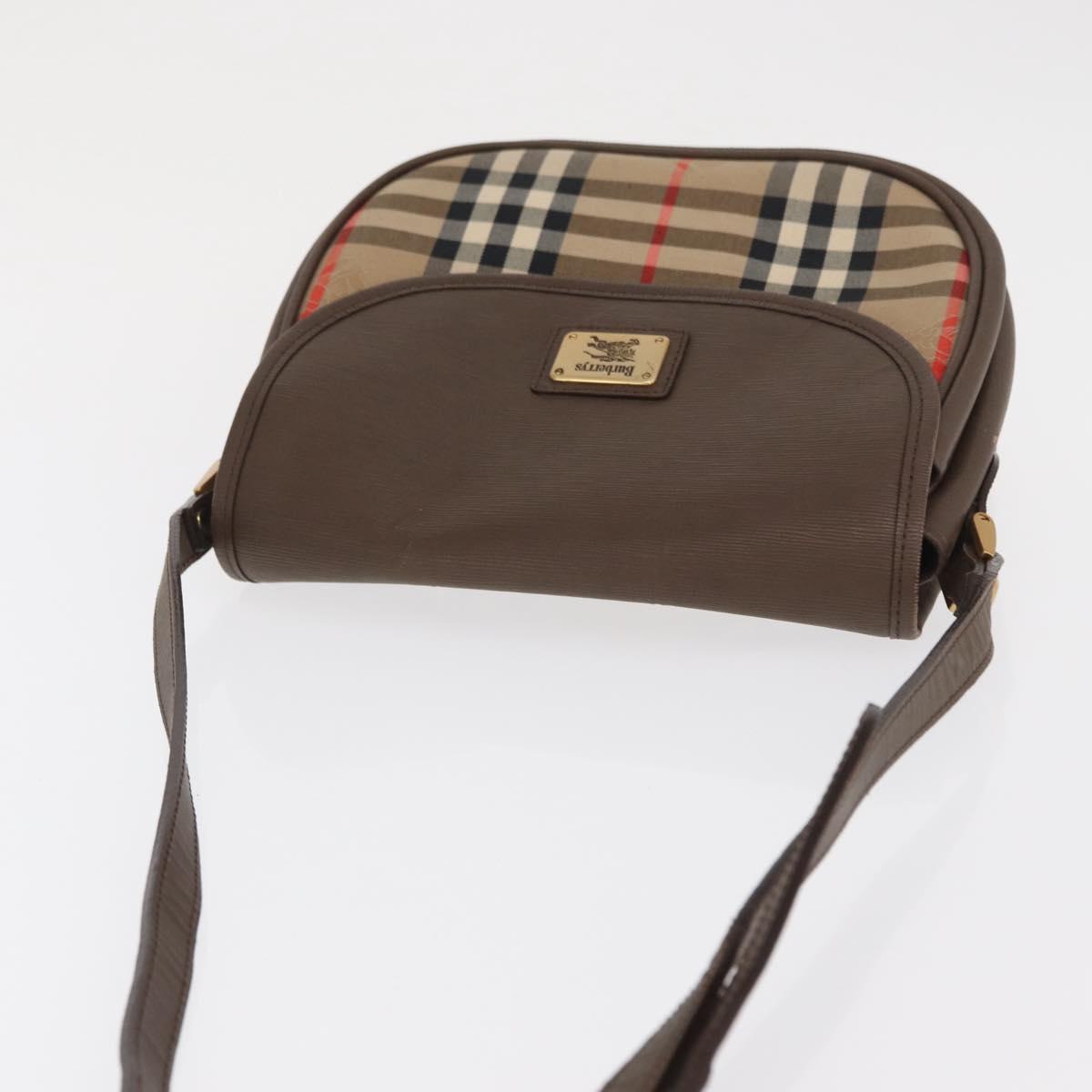 Burberrys Nova Check Shoulder Bag Canvas Beige Gold Auth ep13205