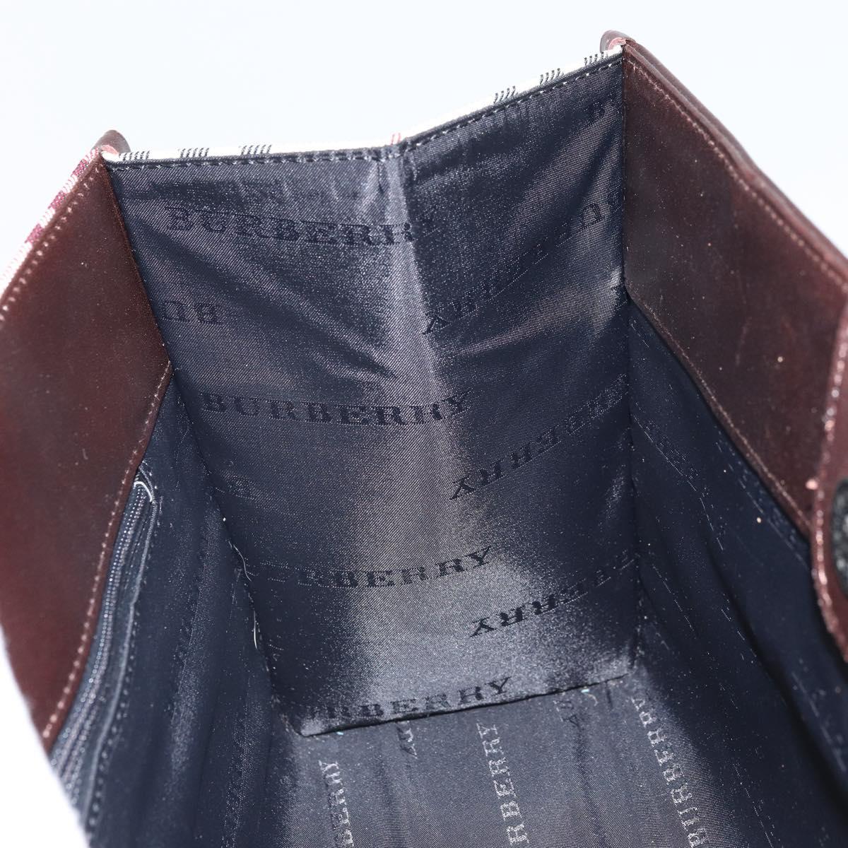 BURBERRY Nova Check Hand Bag Nylon Beige Silver Auth ep13206