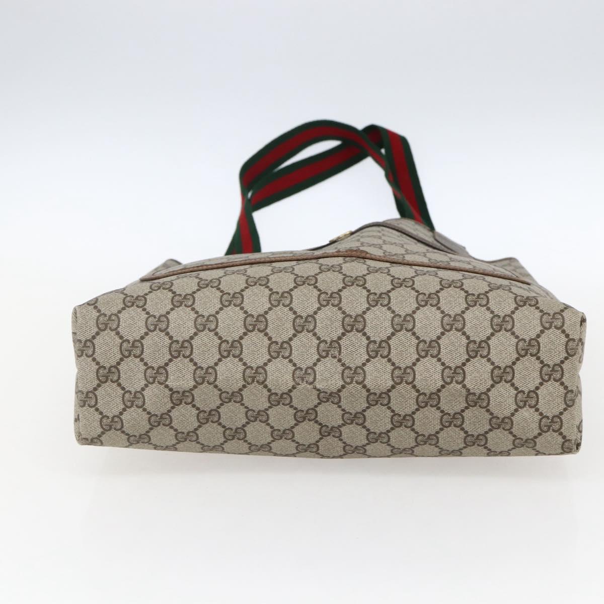 GUCCI GG Supreme Web Sherry Line Tote Bag PVC Beige 39 02 003 Auth ep13207V