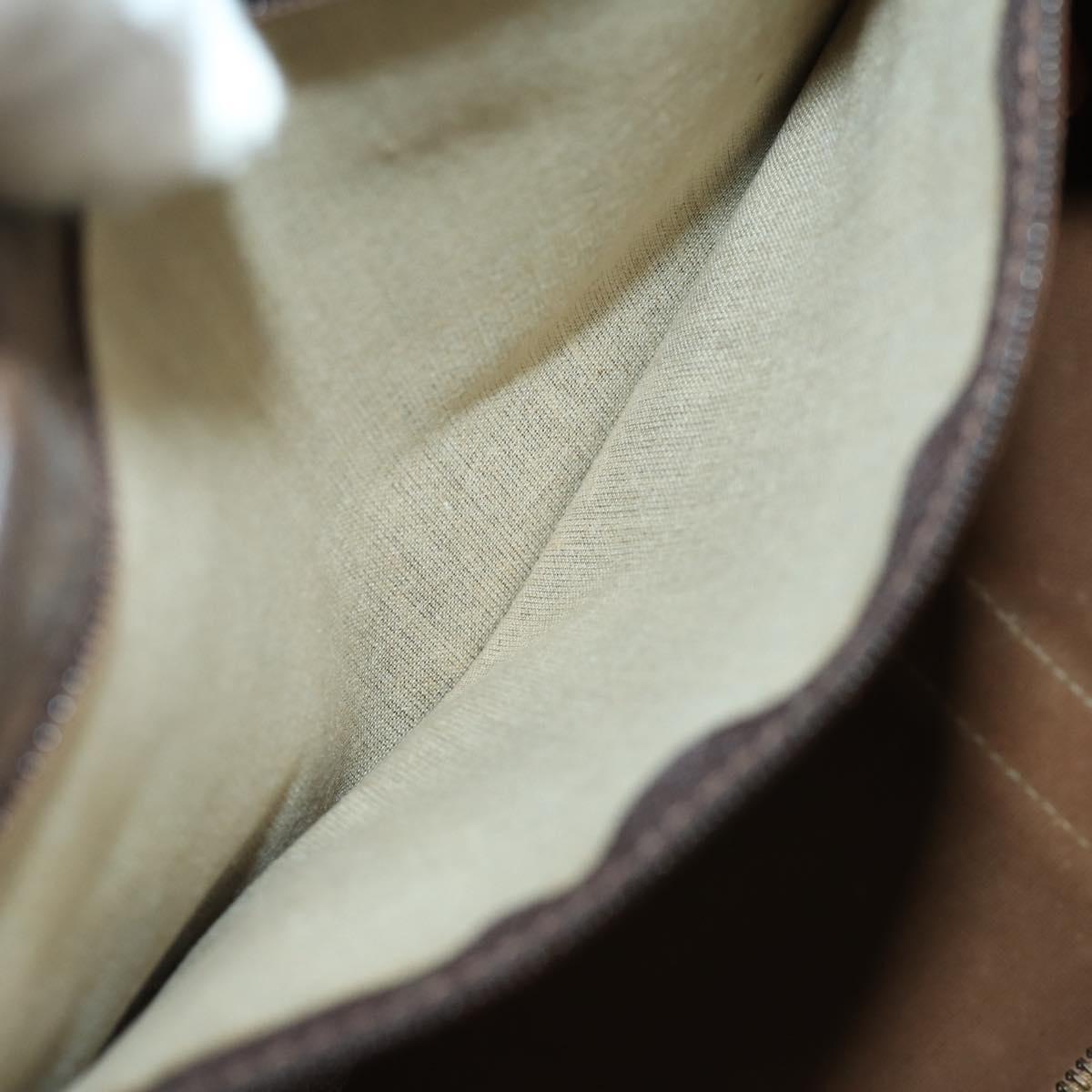 CELINE Macadam Canvas Boston Bag PVC Leather Brown Gold Auth ep13212