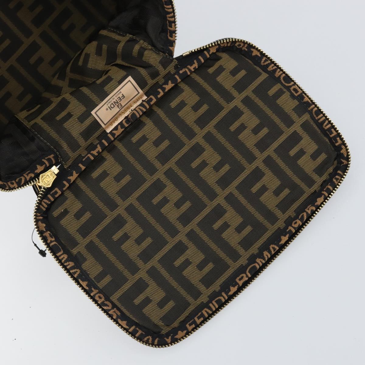 FENDI Zucca Canvas Hand Bag Brown Black Auth ep13217