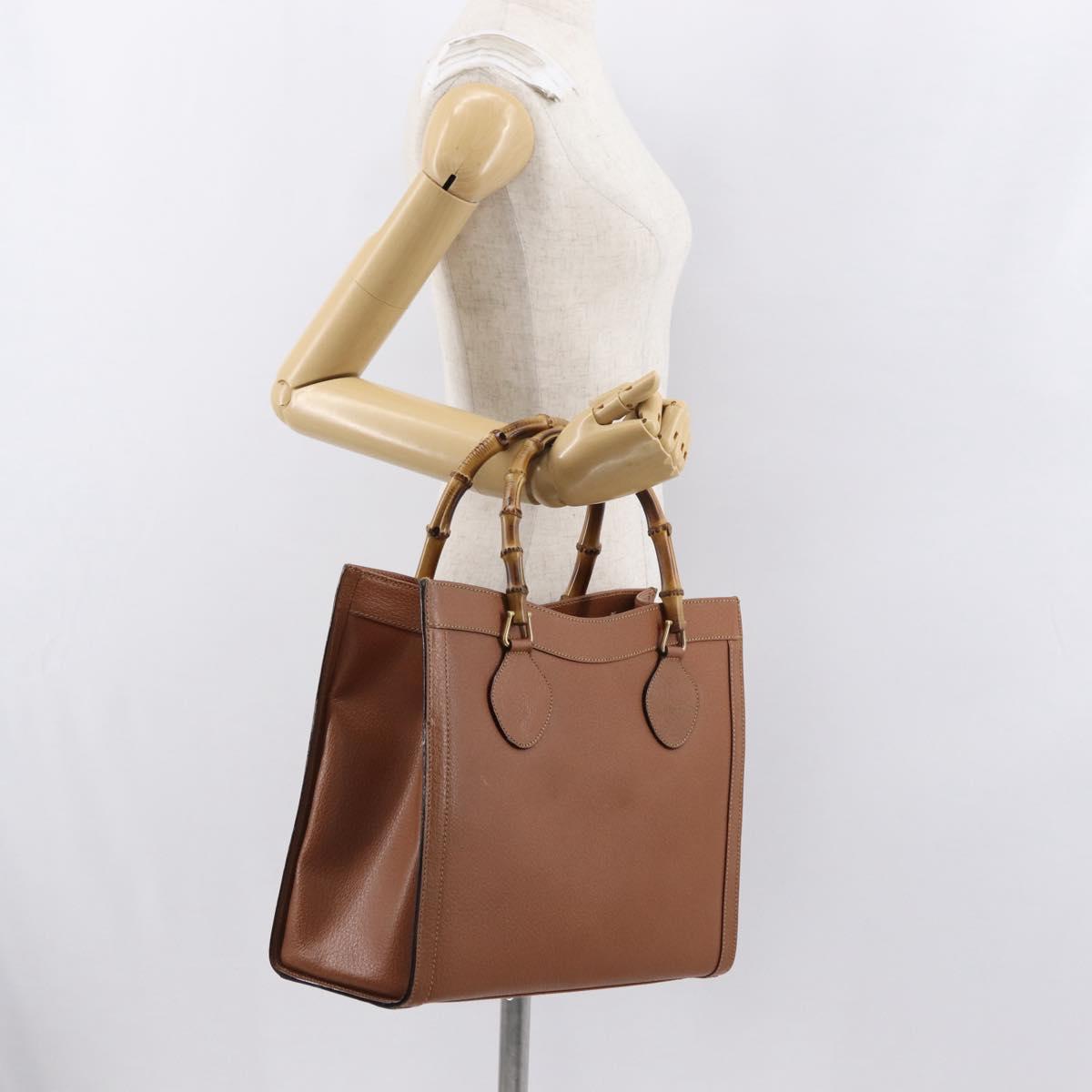 GUCCI Bamboo Hand Bag Leather Brown Gold 002 1186 0260 Auth ep13219