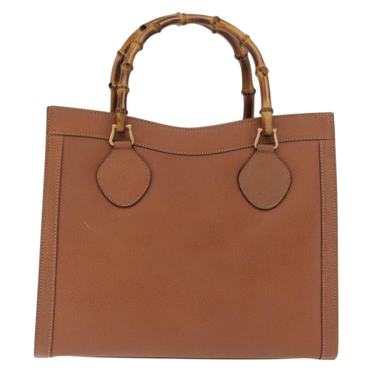GUCCI Bamboo Hand Bag Leather Brown Gold 002 1186 0260 Auth ep13219