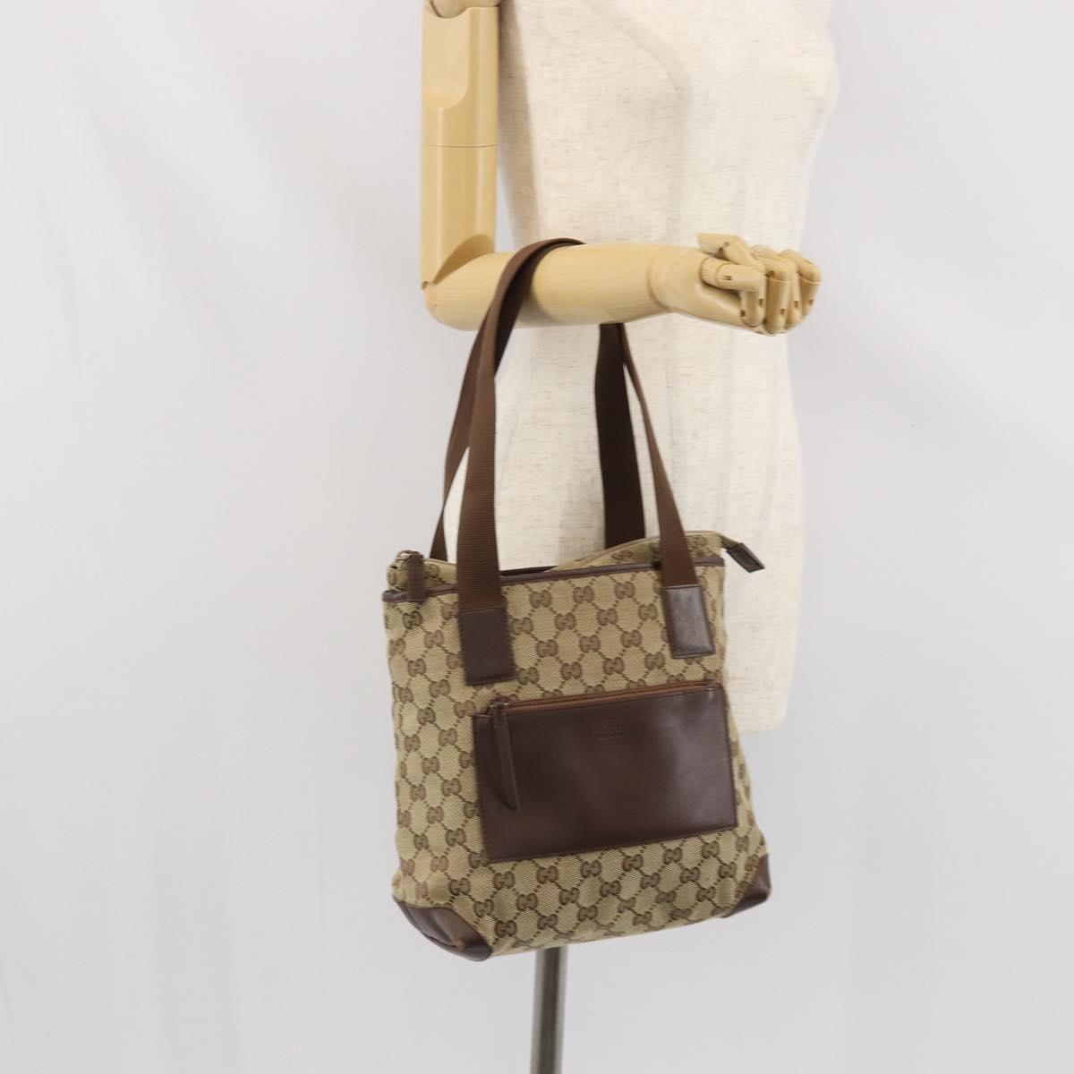 GUCCI Tote Bag Canvas Beige Silver 019 0402 1705 Auth ep13220
