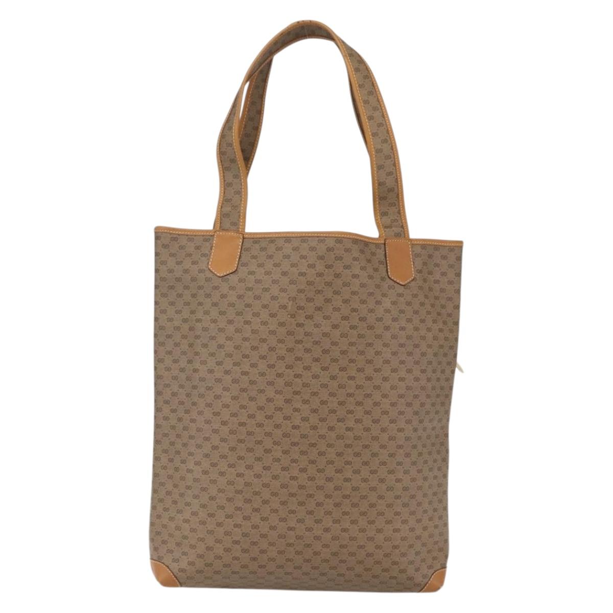 GUCCI Micro GG Supreme Tote Bag PVC Beige Gold 002 39 0054 Auth ep13221