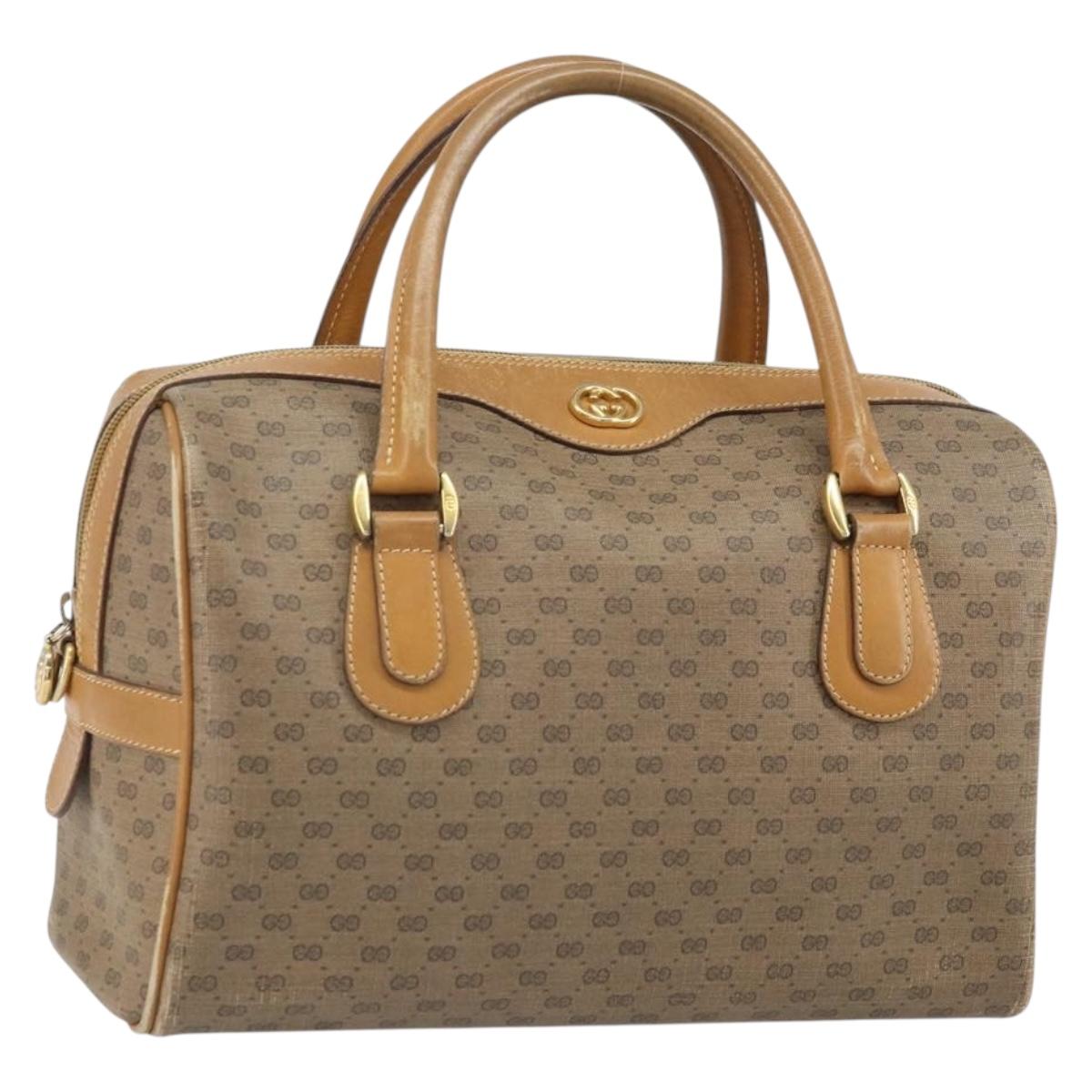 GUCCI Micro GG Supreme Boston Bag PVC Beige Gold 002 58 0165 Auth ep13225
