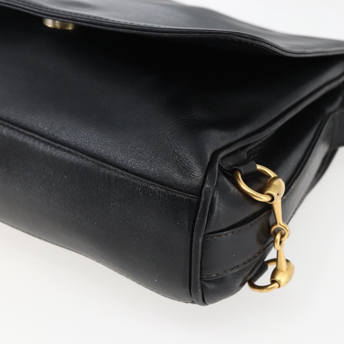 GUCCI Shoulder Bag Leather Black Silver 001 2214 Auth ep13226