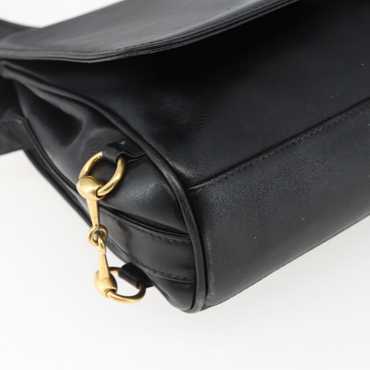 GUCCI Shoulder Bag Leather Black Silver 001 2214 Auth ep13226