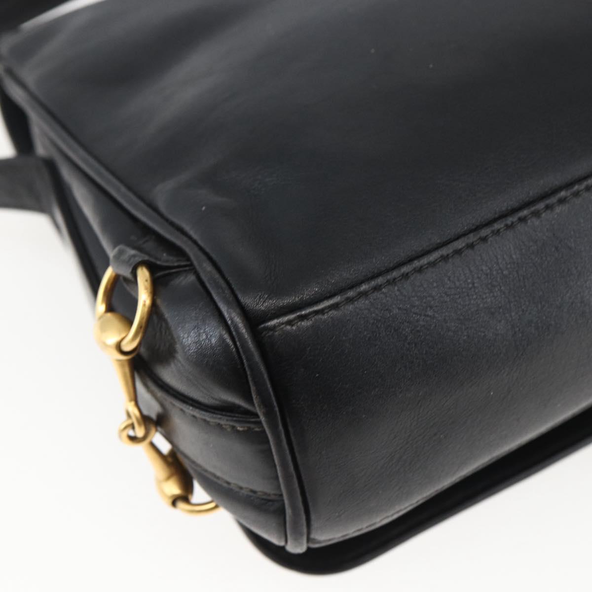 GUCCI Shoulder Bag Leather Black Silver 001 2214 Auth ep13226