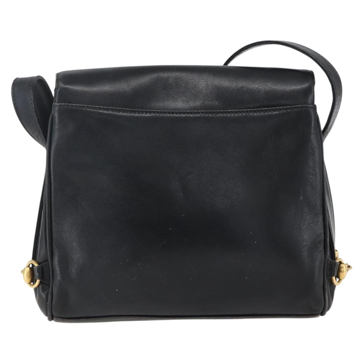 GUCCI Shoulder Bag Leather Black Silver 001 2214 Auth ep13226
