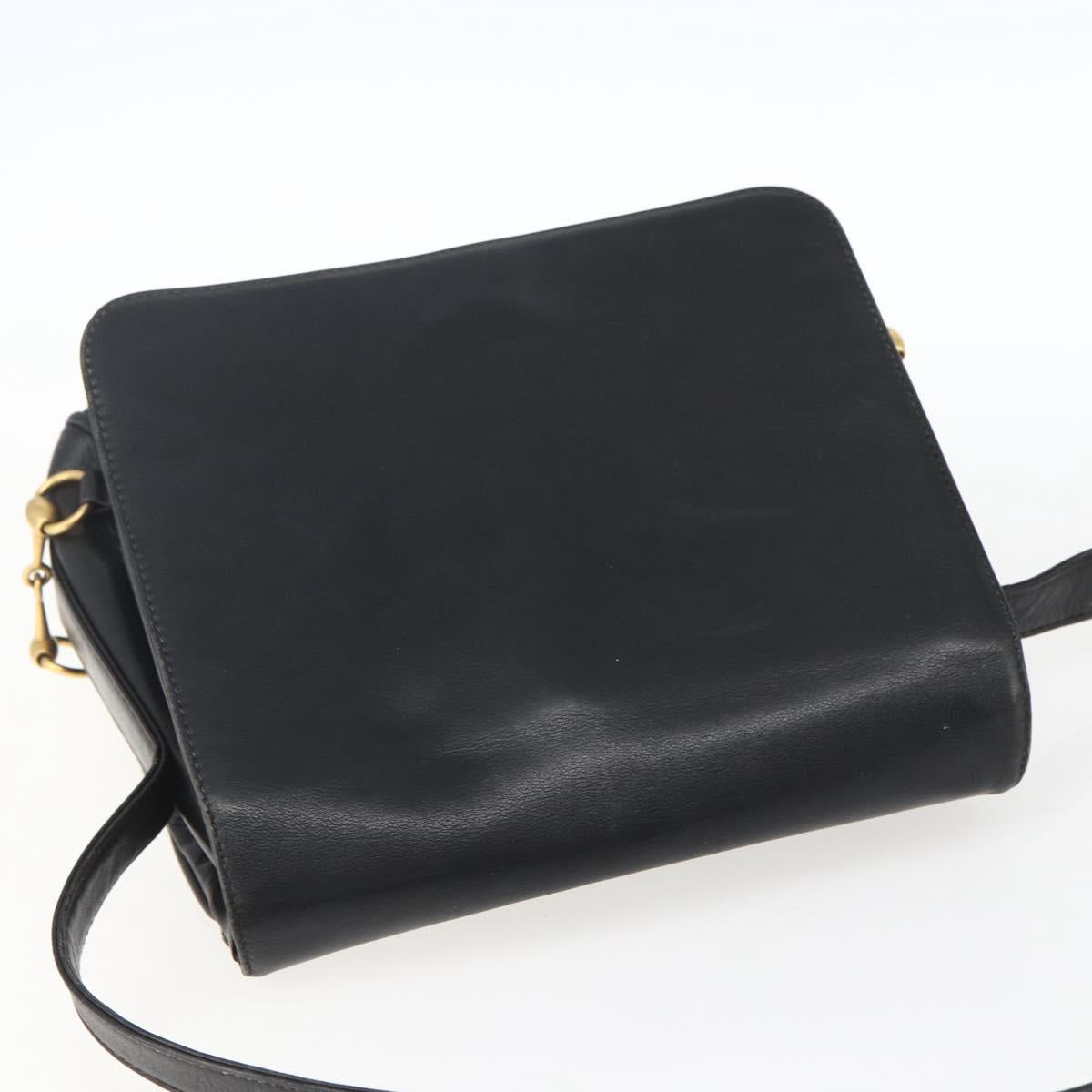 GUCCI Shoulder Bag Leather Black Silver 001 2214 Auth ep13226