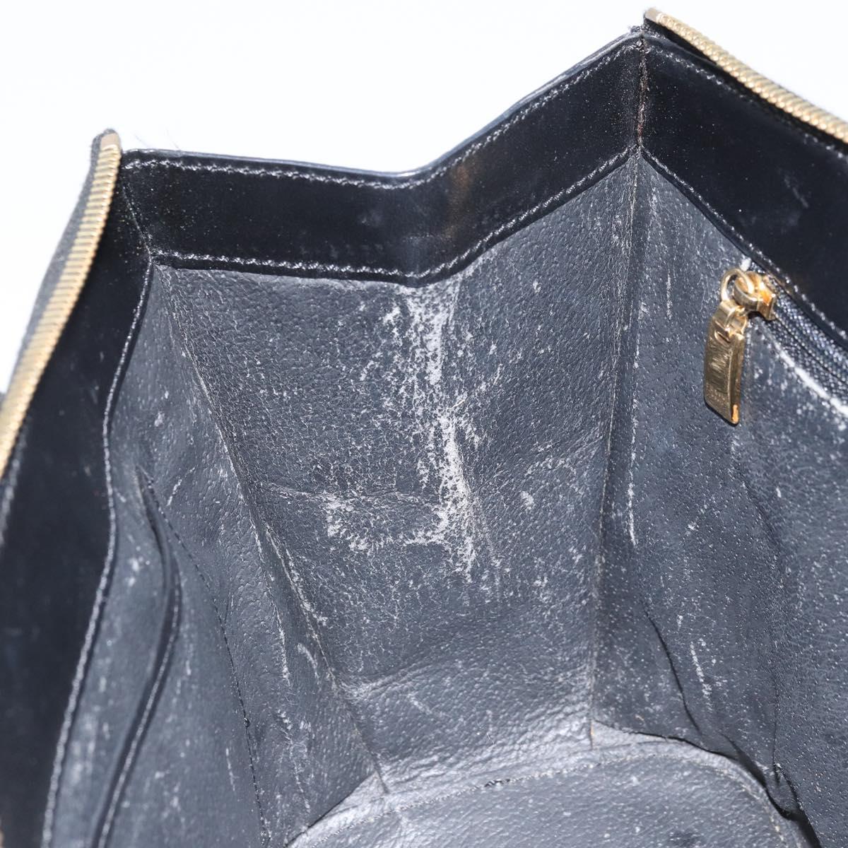 CELINE Macadam Canvas Hand Bag PVC Leather Black Gold Auth ep13232