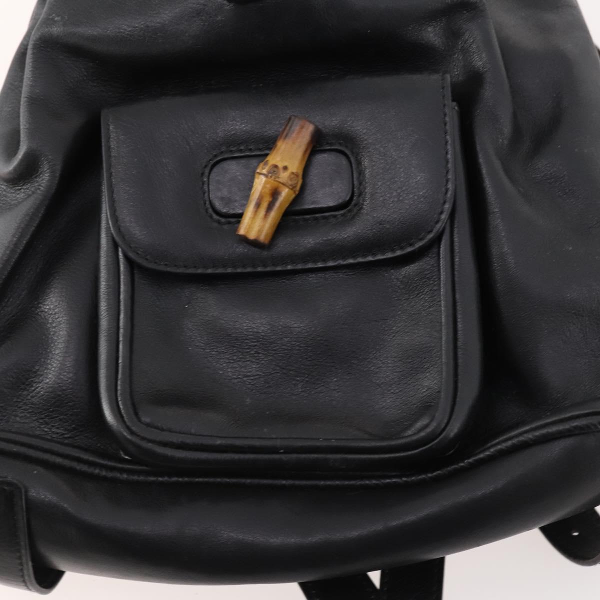 GUCCI Bamboo Backpack Leather Black Gold 003 1705 0030 Auth ep13234