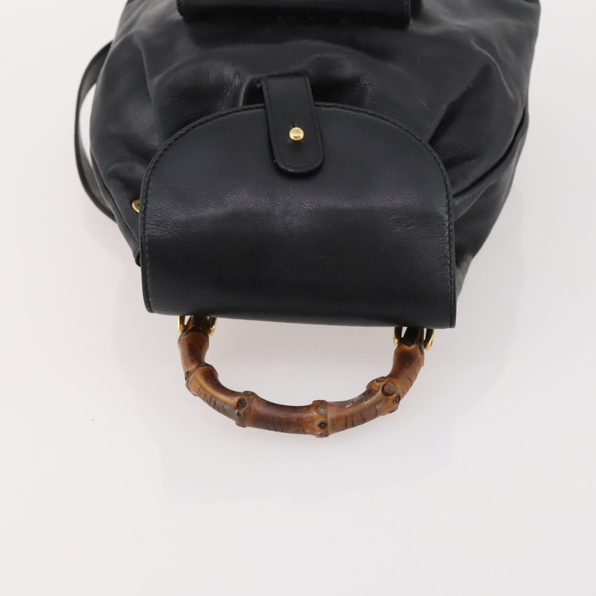 GUCCI Bamboo Backpack Leather Black Gold 003 1705 0030 Auth ep13234