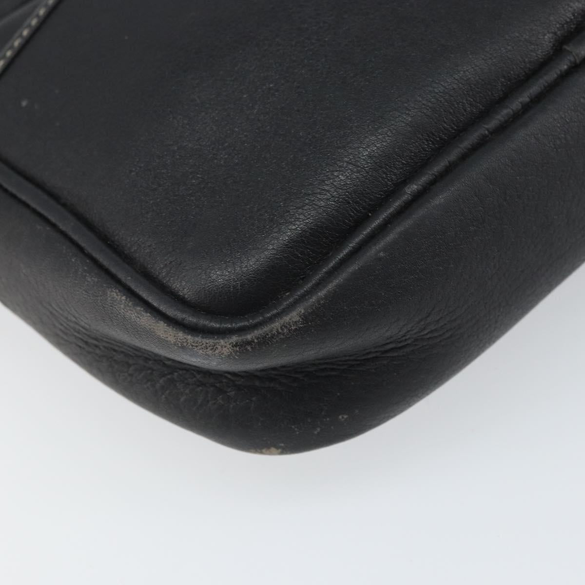 Christian Dior Shoulder Bag Leather Navy Gold Auth ep13236