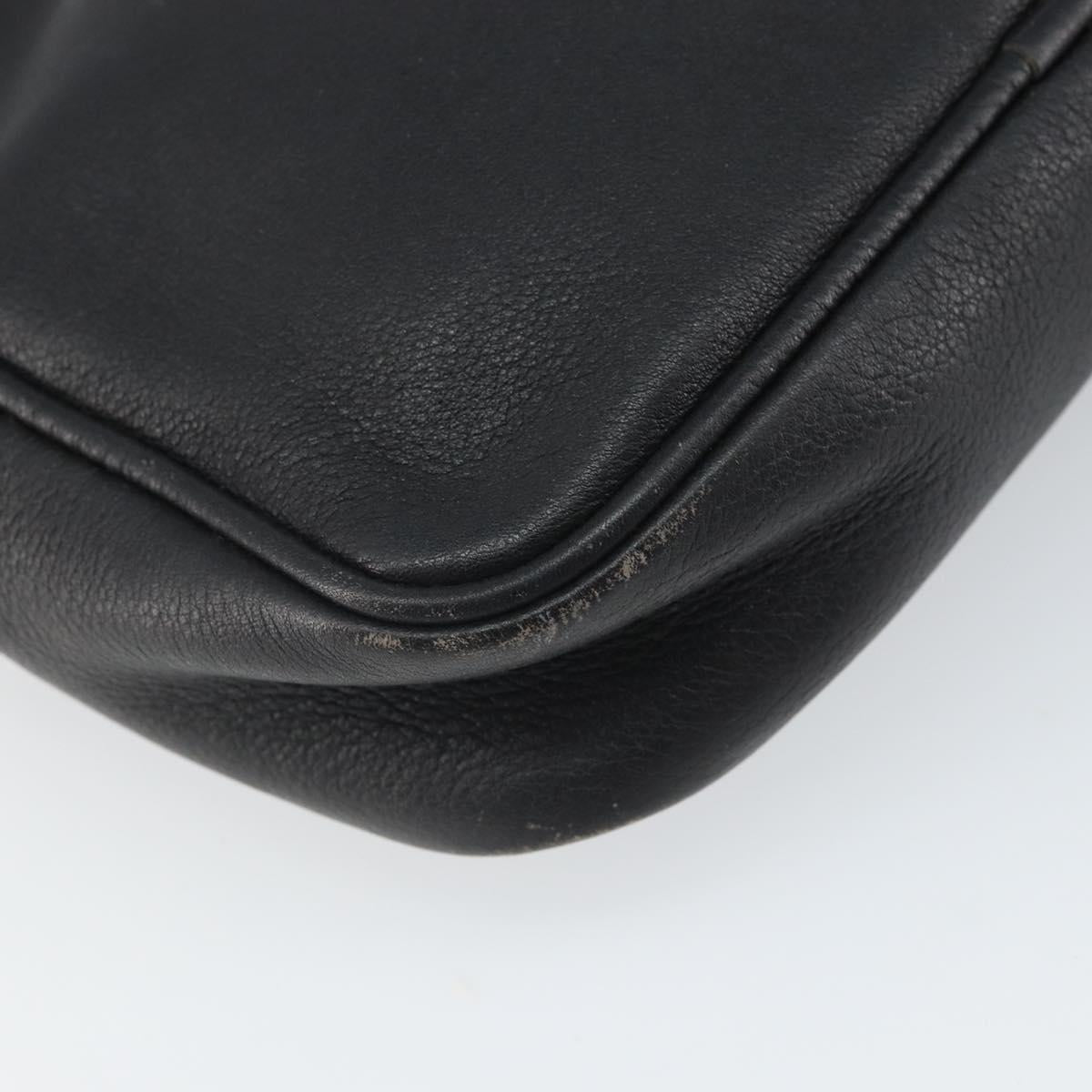 Christian Dior Shoulder Bag Leather Navy Gold Auth ep13236