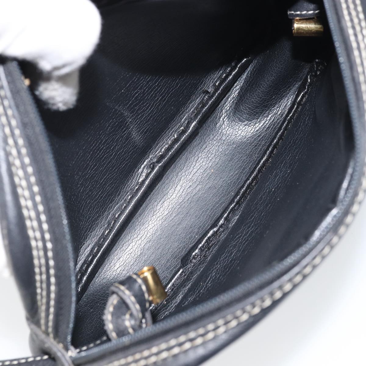 Christian Dior Shoulder Bag Leather Navy Gold Auth ep13236