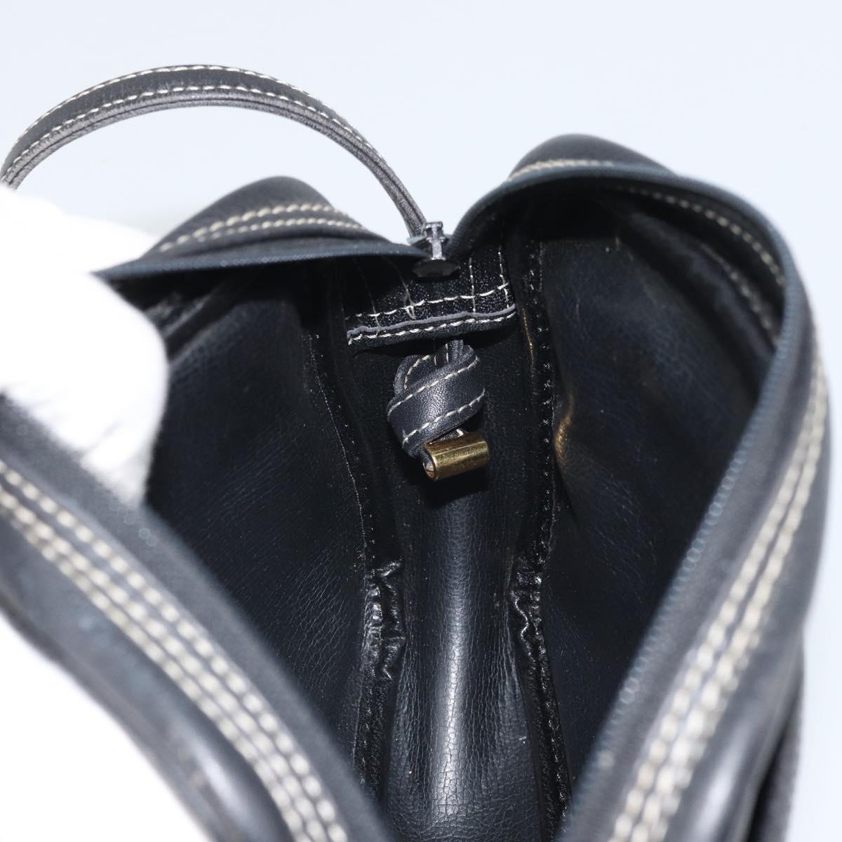 Christian Dior Shoulder Bag Leather Navy Gold Auth ep13236