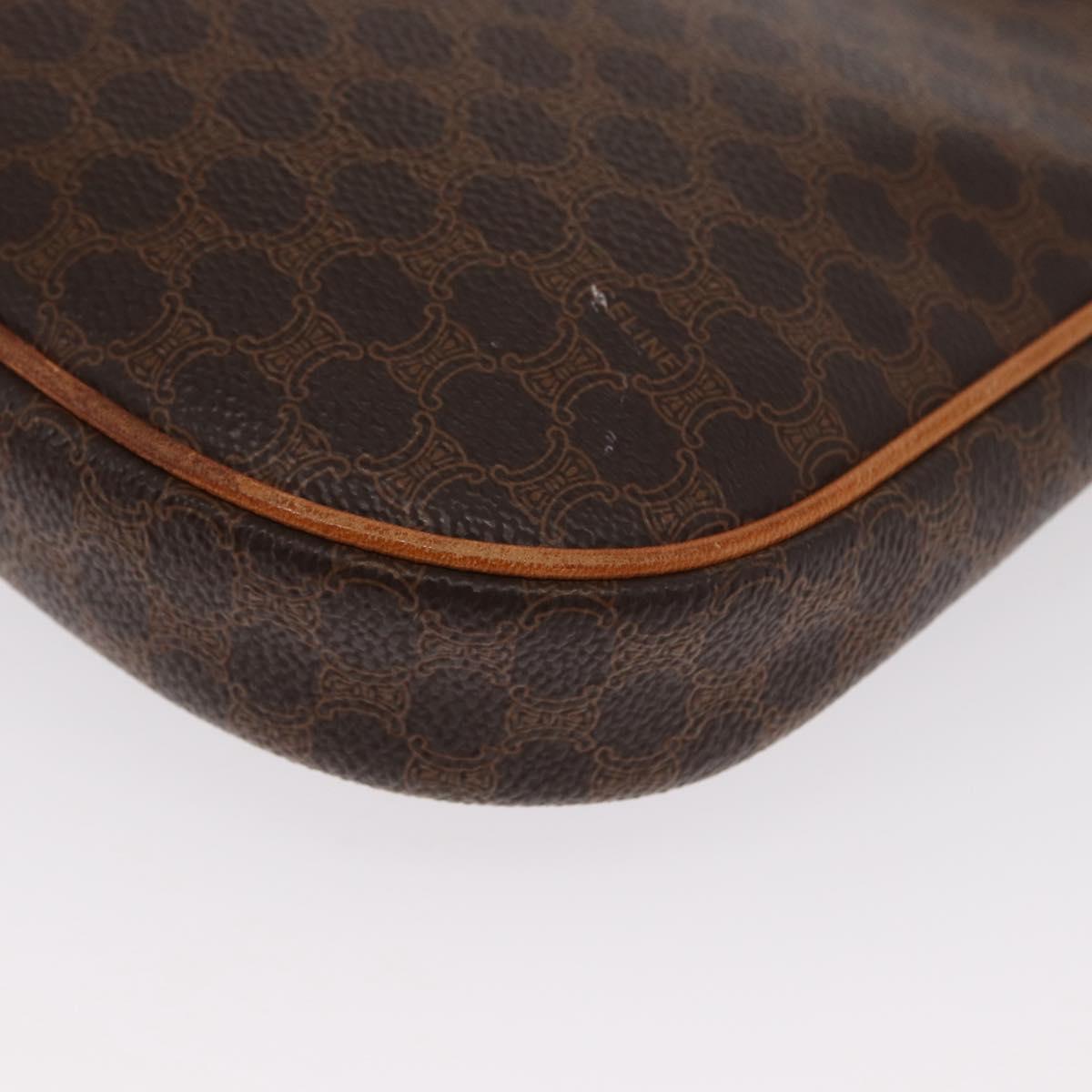 CELINE Macadam Canvas Hand Bag PVC Leather Brown Gold Auth ep13241