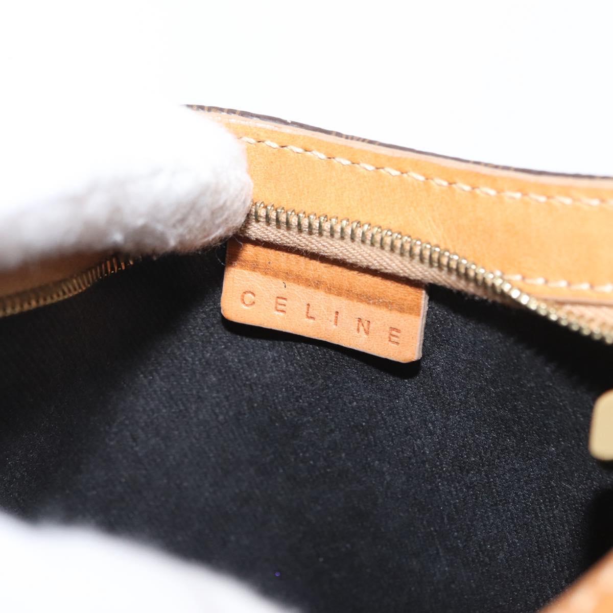 CELINE Macadam Canvas Hand Bag PVC Leather Brown Gold Auth ep13241