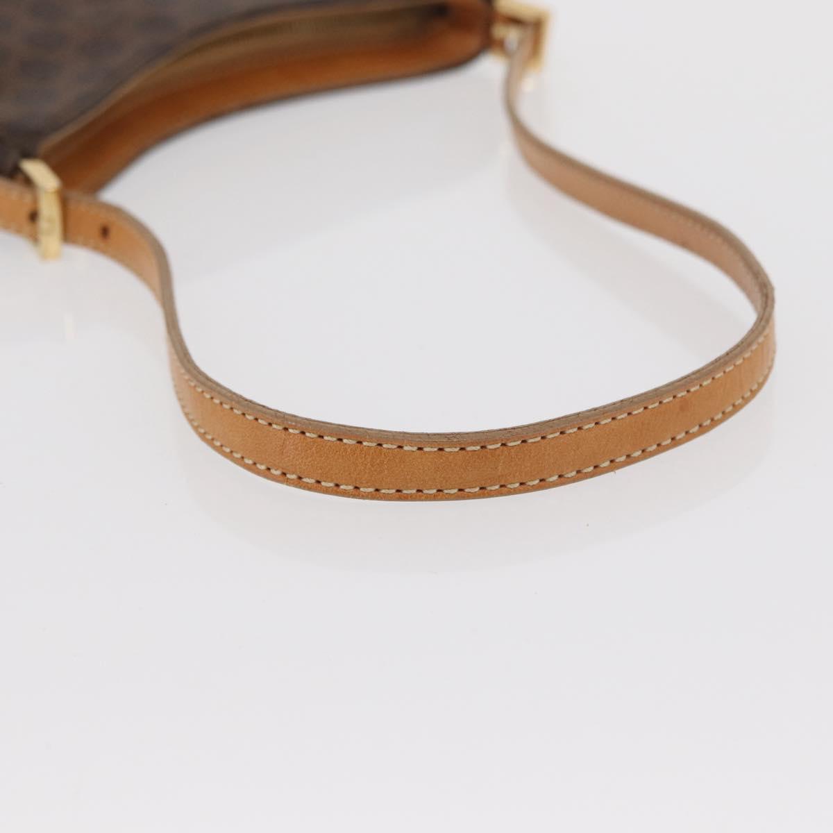 CELINE Macadam Canvas Hand Bag PVC Leather Brown Gold Auth ep13241