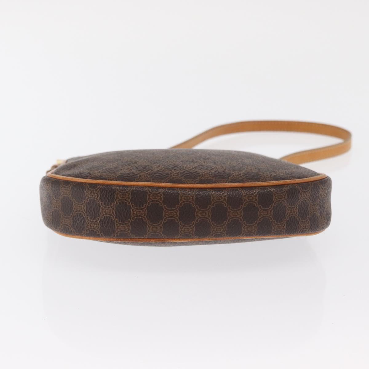 CELINE Macadam Canvas Hand Bag PVC Leather Brown Gold Auth ep13241